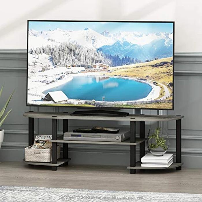 Furinno TURN-S-TUBE TV Stand, Wide Entertainment Center, TV Console for TV up to 55 Inch, for Living Room, Bedroom, Oak Grey by Furinno - Image 2