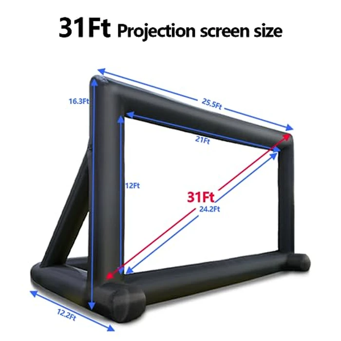 31ft Inflatable Movie Screen Outdoor,No Seam Projector Screen with Air Blower, Support Front & Rear Projection by WGIA - Image 3