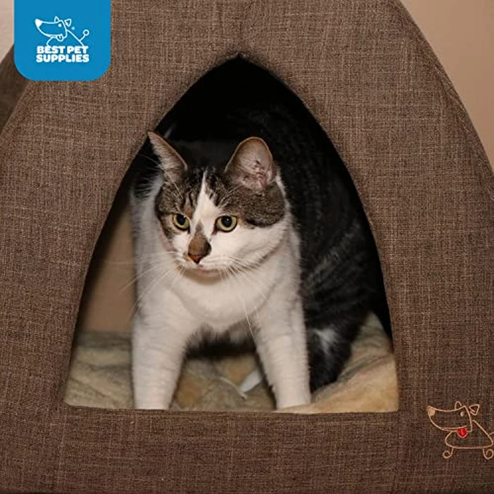 Best Pet Supplies Pet Tent-Soft Bed for Dog and Cat by Best Pet Supplies, X-Large Brown Linen by Best Pet Supplies - Image 5