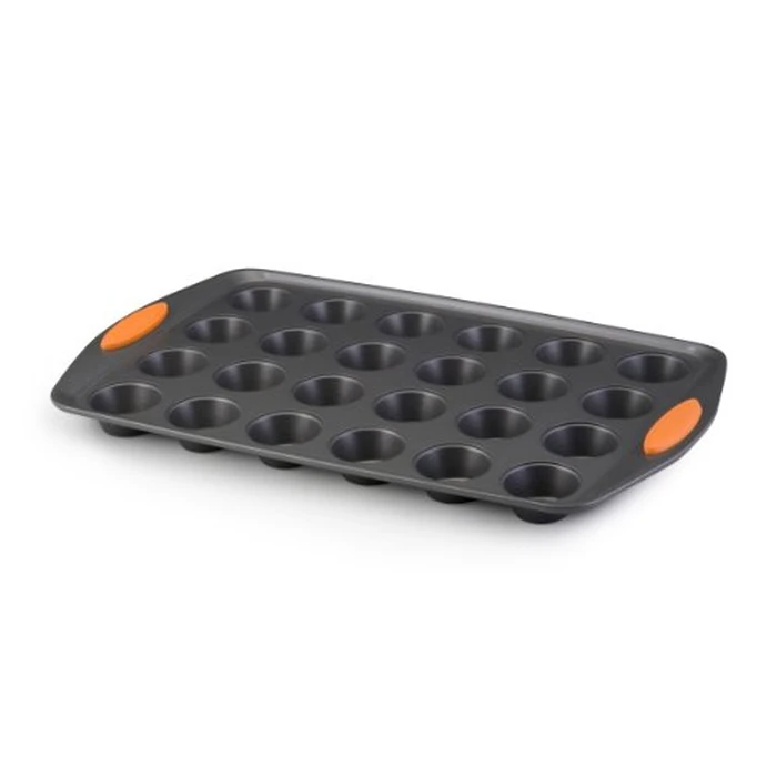 Rachael Ray Yum-o! Nonstick Bakeware 24-Cup Oven Lovin’ Mini Muffin Pan, Gray with Orange Handles by Rachael Ray - Used - Very Good condition - US$14.74