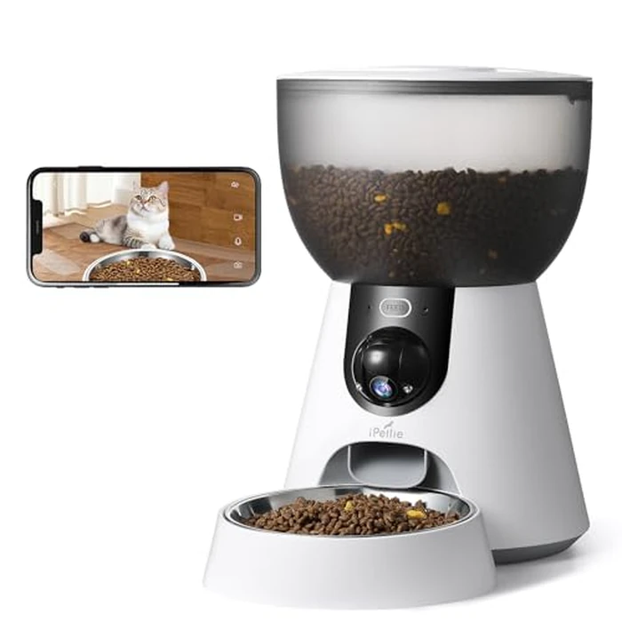 iPettie F4-C Smart Automatic Pet Feeder with 160 degrees Wide-Angle Camera, 5G WiFi Connectivity, 2K HD, Motion & Sound Detection, 2-Way Voice Interaction, Night Vision, Stainless Steel Food Dispenser by iPettie - Used - Like New condition - US$38.49
