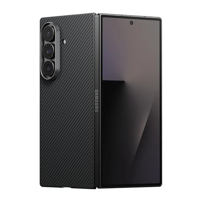 pitaka for Z fold 7 Case, Compatible with MagSafe, Slim & Light Galaxy Z Fold 7 Case with Caseless Touch Feeling, 600D Aramid Fiber Made, Back Cover Only, Black/Grey(Twill) by pitaka - Used - Acceptable condition