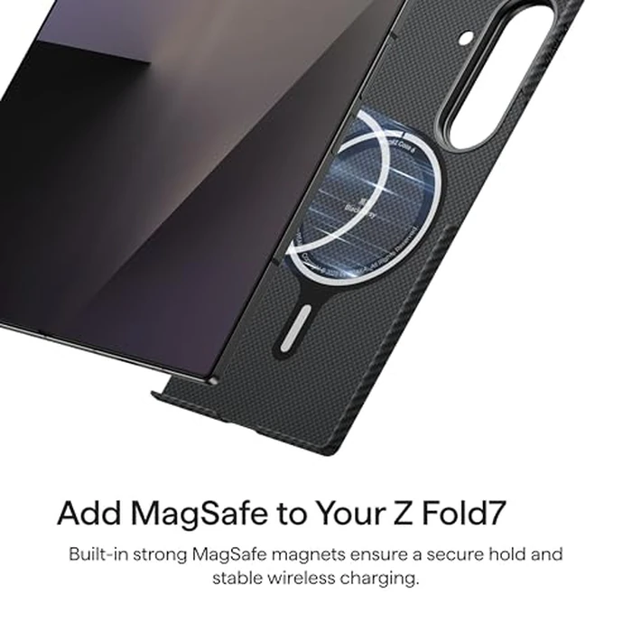 pitaka for Z fold 7 Case, Compatible with MagSafe, Slim & Light Galaxy Z Fold 7 Case with Caseless Touch Feeling, 600D Aramid Fiber Made, Back Cover Only, Black/Grey(Twill) by pitaka - Image 7