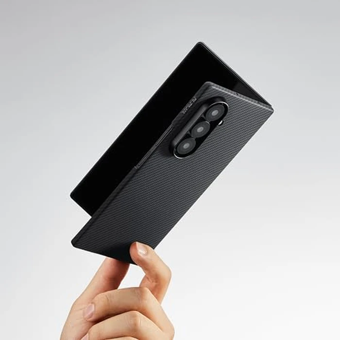 pitaka for Z fold 7 Case, Compatible with MagSafe, Slim & Light Galaxy Z Fold 7 Case with Caseless Touch Feeling, 600D Aramid Fiber Made, Back Cover Only, Black/Grey(Twill) by pitaka - Image 8