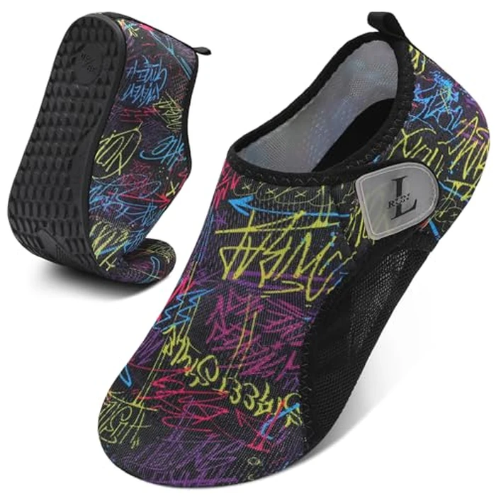 L-RUN Water Shoes for Women Men Breathable Mesh&Hook Loop Closure Perfect for Swim Colorful Women:10.5-11, Men:8-9 M US by L-RUN - Image 1