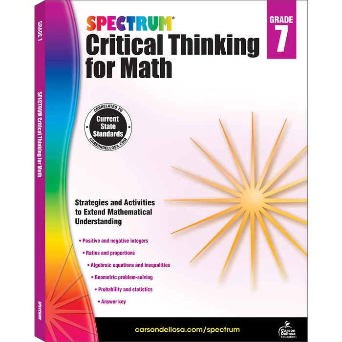 Spectrum Grade 7 Critical Thinking for Math Workbook, Mathematics Middle School Books Covering Algebra, Geometry, Ratio, Statistics, Integers, and More, Classroom or Homeschool Curriculum (Volume 49) by Spectrum - Used - Acceptable condition