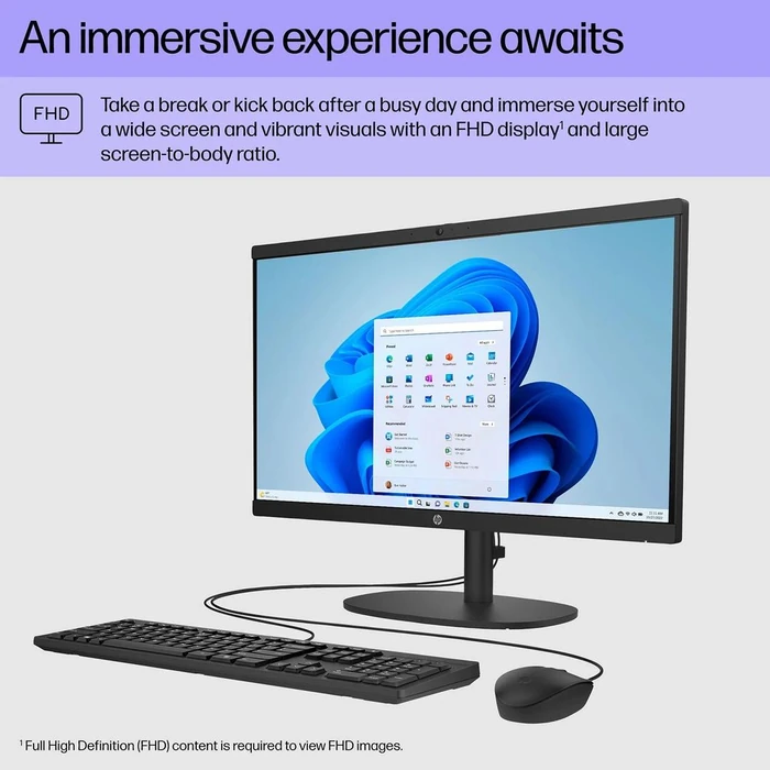HP 22-dg0007c AIO Desktop 21.45" - Intel Core i3-N300 1.8GHz - 256GB - Black - 8GB RAM - 21.45 Inch by HP - Image 2