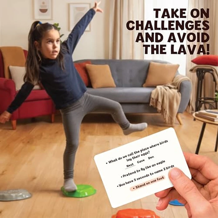 Endless Games The Floor is Lava Stepping Stones Game | Promotes Physical Activity Coordination and Balance | Perfect for Indoor Outdoor Play | Includes 10 Alexa Songs | 2+ Players, Ages 3+ by Goliath - Image 4