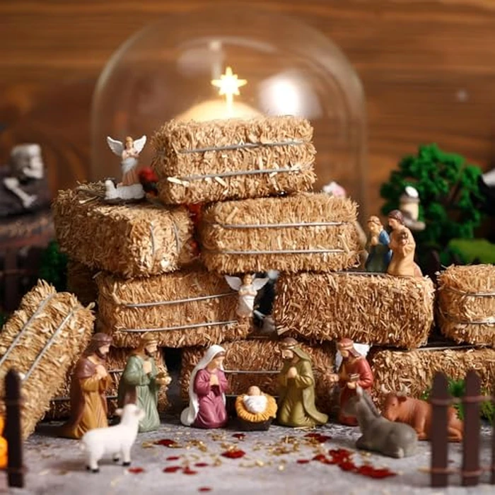 Maasechs 6 Pcs Mini Hay Bales Miniature Hay Bales for Decoration Small Decorative Straw for Easter Scene Rustic Wedding Western Cowboy Themed Birthday Party Decorations (2.6 x 1.2 x 1.2 Inch) by Maasechs - Image 4