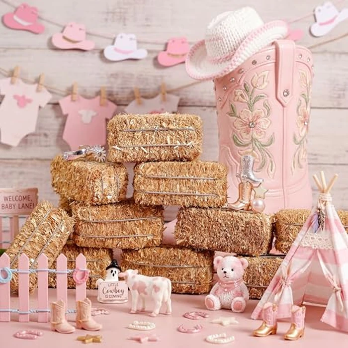 Maasechs 6 Pcs Mini Hay Bales Miniature Hay Bales for Decoration Small Decorative Straw for Easter Scene Rustic Wedding Western Cowboy Themed Birthday Party Decorations (2.6 x 1.2 x 1.2 Inch) by Maasechs - Image 5