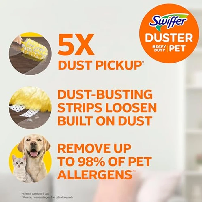 Swiffer Pet Heavy Duty Dusters Refills, Multisurface 360 Dusters with Febreze Odor Defense, 11 Count by Swiffer - Image 2