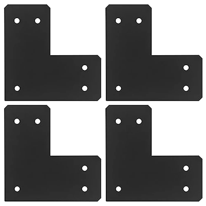 heneng 4 Pack Flat L Brackets,10-1/2" x 10-1/2" L Strap Tie Plate for 6 x 6 Wood House Framing Connection,12 Gauge by heneng - Image 1