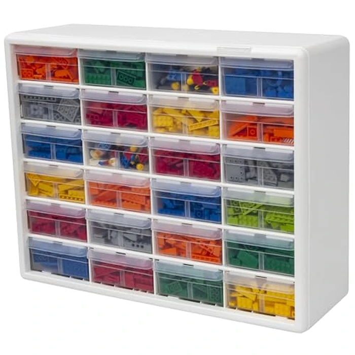 Akro-Mils 24-Drawer Plastic Drawer Storage Cabinet for Garage Organization, Bead Organizer, Building Bricks Storage, Teacher Toolbox, Makeup Organizer, 20" W x 6" D x 16" H, 10124 White by Akro-Mils - Image 7