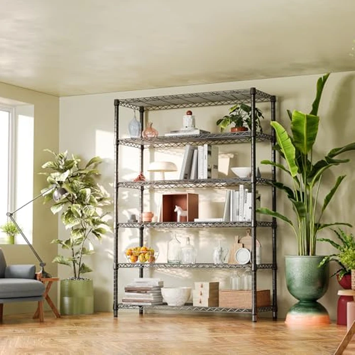 IZEUK 6-Tier Heavy Duty Industrial Storage Shelving Unit Carbon Steel Wire Shelf with 2000LBS Capacity Adjustable Utility Rack for Garage Pantry Warehouse Commercial 17.7"D x 47.24"W x 82.68"H, Black by IZEUK - Image 7
