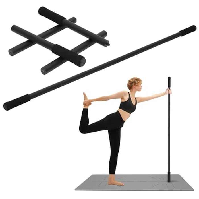 P Polerden Yoga Stick Sturdy Steel 5ft, Exercise Stick with Non-Slip Ends, Adjustable Stretch Stick for Mobility, Exercise Dowel for Physical Therapy, Balance Pole and Yoga Bar for barra para hacer ejercicio by P Polerden - Used - Like New condition