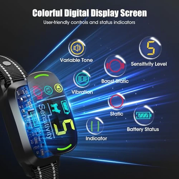 Oliry Smart AI Bark Collar for Large Medium Small Dogs, Anti Barking Device with 5 Training Modes, Exclusive Forced Bark-Stopping, Rechargeable IP67 Waterproof Bark Collar with 5 Sensitivity (Black) by Oliry - Image 3