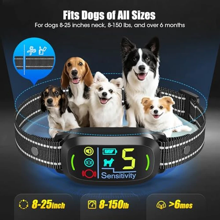 Oliry Smart AI Bark Collar for Large Medium Small Dogs, Anti Barking Device with 5 Training Modes, Exclusive Forced Bark-Stopping, Rechargeable IP67 Waterproof Bark Collar with 5 Sensitivity (Black) by Oliry - Image 5