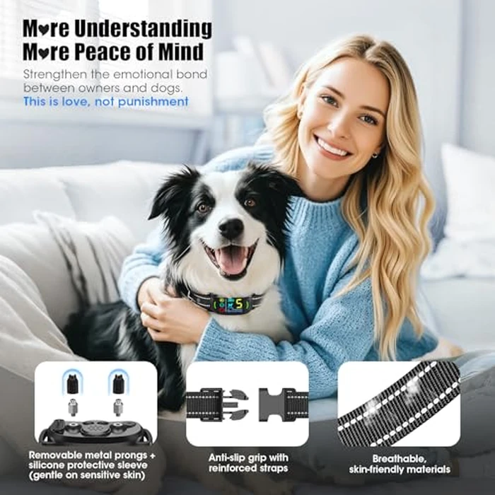 Oliry Smart AI Bark Collar for Large Medium Small Dogs, Anti Barking Device with 5 Training Modes, Exclusive Forced Bark-Stopping, Rechargeable IP67 Waterproof Bark Collar with 5 Sensitivity (Black) by Oliry - Image 6