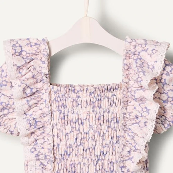 Amazon Essentials Baby_Girls Embroidered Knit Dress, Blue Ivory Delicate Floral, 6-9 Months by Amazon Essentials - Image 5