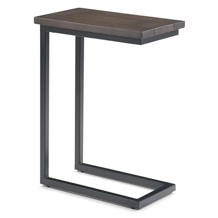 SIMPLIHOME Skyler C-Side Table - 18" Wide x 24" High Solid Mango Wood and Metal Slide-Under Table in Walnut Brown, Industrial Accent Table or End Table for Living Room with Open Frame, Assembled by SIMPLIHOME - Used - Very Good condition - US$89.98