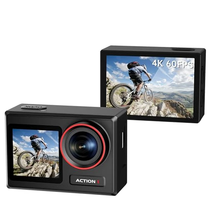 Action Camera 4K 60FPS with Dual Screens Design, Underwater Camera 64GB Memory Card Included, 132FT Waterproof Camera, 30MP Photo, EIS, 5X Zoom, Sports Camera with Accessories Kit, WiFi Remote Control by ODDV - Image 2