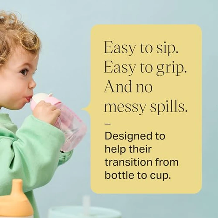 Tommee Tippee Starter Weighted Straw Baby & Toddler 10oz Sippy Cup for 6 Months+, with Silicone Weighted Straw and Easy-Hold Handles, BPA Free, Pink & Purple, Pack of 2 by Tommee Tippee - Image 4