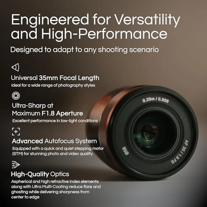Samyang 35mm F1.8 Auto Focus Full Frame Lens for Sony E - Lightweight Wide Angle, Weather Sealed, Silent STM Motor, Ultra Sharp, Fast Aperture, Compact Build, Custom Switch, Video Ready by Samyang - Used - Very Good condition - US$438.65