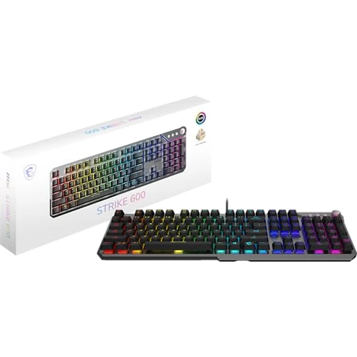 MSI Strike 600 - KAILH Midnight PRO Silent Tactile SWITCHES - Ergonomic Keycaps, Anti-Slip Base, Per-Key RGB Mystic Light, USB 2.0 - Full-Sized by MSI - Image 1
