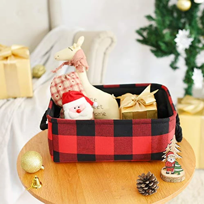 INough Christmas Baskets Empty for Christmas Gifts, Storage Basket Farmhouse Storage Bins for Kids Toy storage Basket Gift Fabric Toy Box for Baby/Kids/Nursery Room by INough - Image 2