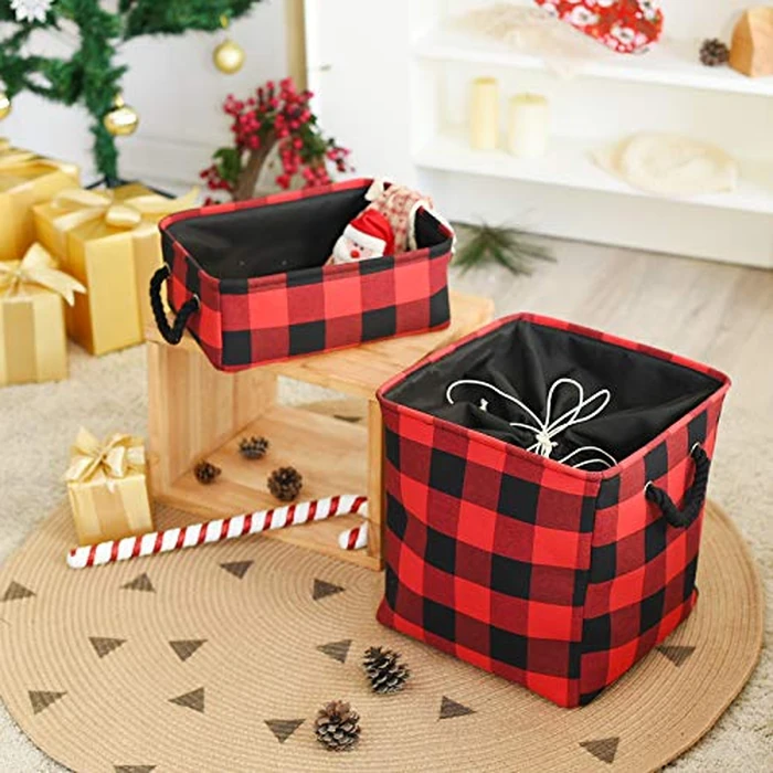 INough Christmas Baskets Empty for Christmas Gifts, Storage Basket Farmhouse Storage Bins for Kids Toy storage Basket Gift Fabric Toy Box for Baby/Kids/Nursery Room by INough - Image 4