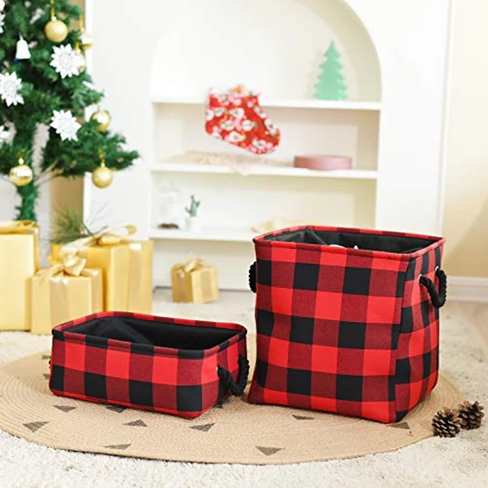 INough Christmas Baskets Empty for Christmas Gifts, Storage Basket Farmhouse Storage Bins for Kids Toy storage Basket Gift Fabric Toy Box for Baby/Kids/Nursery Room by INough - Image 8