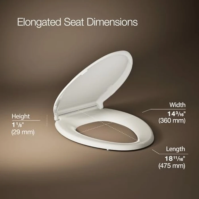 KOHLER K-7315-96 Cachet Quick-Release Elongated Toilet Seat, Quick Attach Hardware, Easy to Clean, Color-Matched Plastic Hinges, Biscuit by Kohler - Image 3