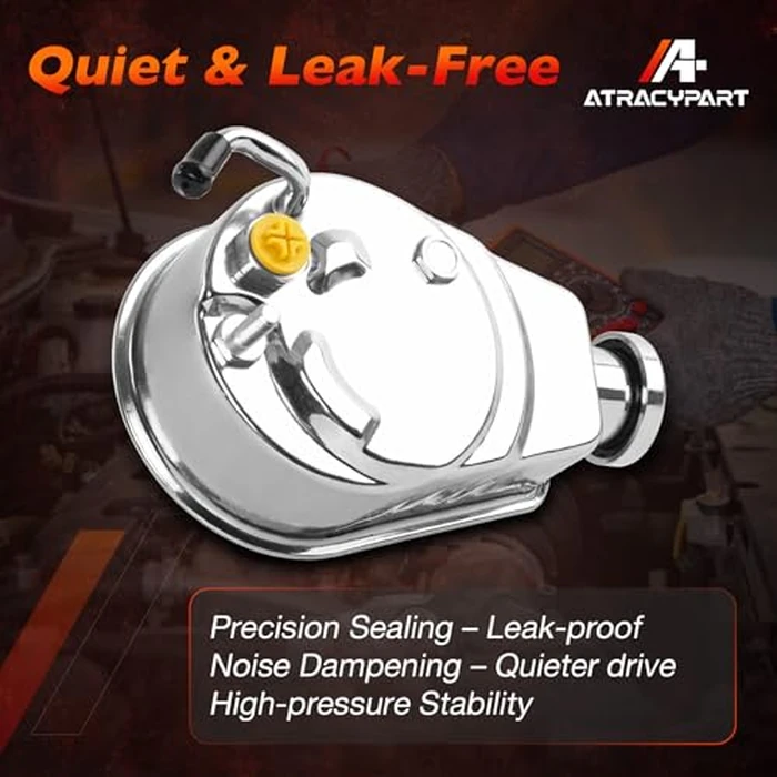 Power Steering Pump, Saginaw P Series 5/8" Keyway, Compatible with GM Vehicles (Chevrolet, GMC, Buick, Oldsmobile, Pontiac), SBC 350, Chrome Finish by ATRACYPART - Image 7