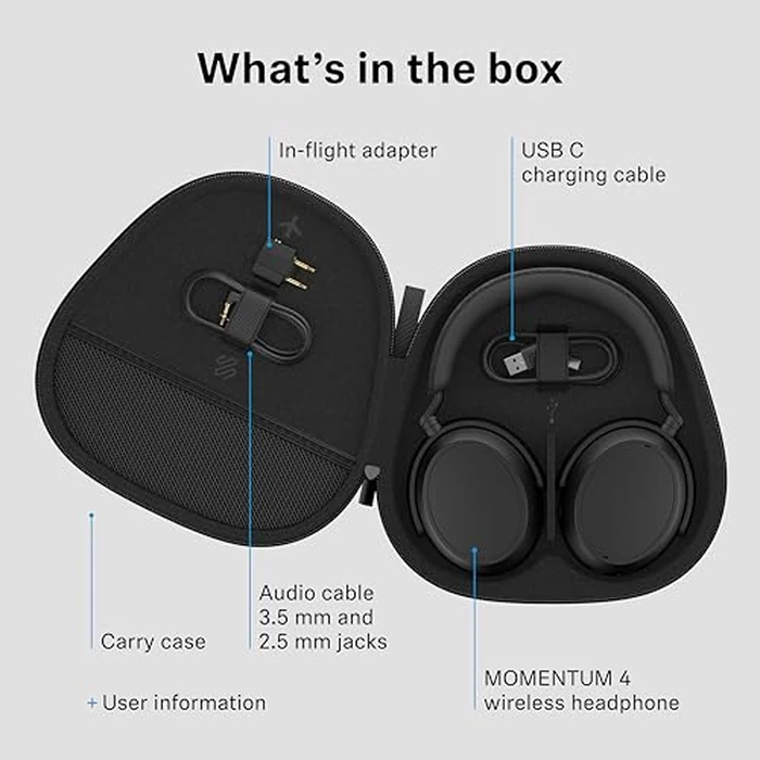Sennheiser Momentum 4 Wireless Headphones, Bluetooth for Crystal-Clear Calls w/Adaptive Noise Cancellation, 60h Battery Life, Customizable Sound & Lightweight Folding Design, Graphite by Sennheiser - Image 8