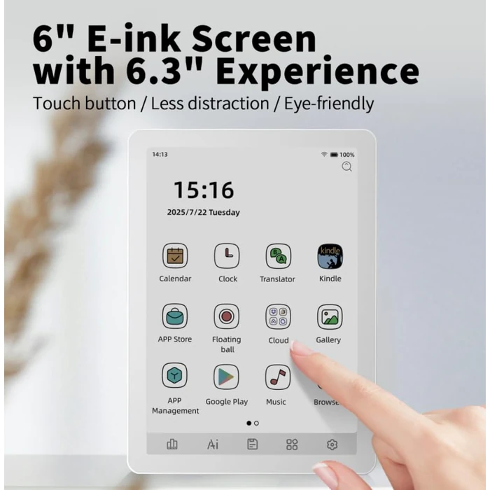 Bigme B6 Color Ebook Reader, 6 Inch e-Paper Tablet, 4GB+64GB Storage, Android 14,White (White) by Bigme - Image 4