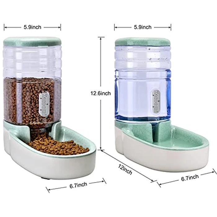 Kacoomi Automatic Dog Cat Feeder and Water Dispenser Gravity Food Feeder and Waterer Set with Pet Food Bowl for Small Medium Dog Puppy Kitten, Large Capacity 1 Gallon x 2 by Kacoomi - Image 4