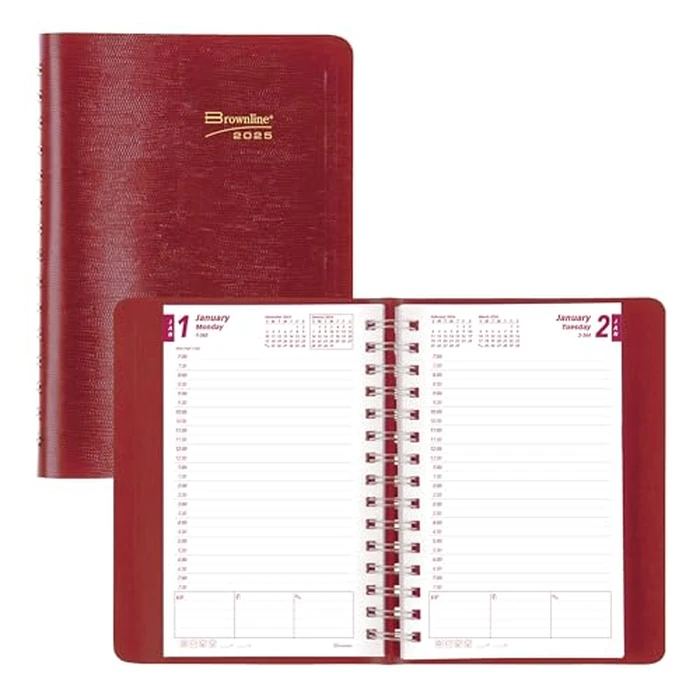Brownline(R) 2025 Essential Daily/Monthly Planner, Appointment Book, 12 Months, January to December, Twin-Wire Binding, 8" x 5", Red (CB634W.RED-25) by Brownline - Used - Good condition