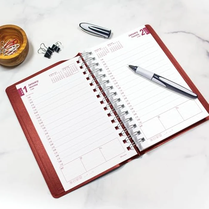 Brownline(R) 2025 Essential Daily/Monthly Planner, Appointment Book, 12 Months, January to December, Twin-Wire Binding, 8" x 5", Red (CB634W.RED-25) by Brownline - Image 7