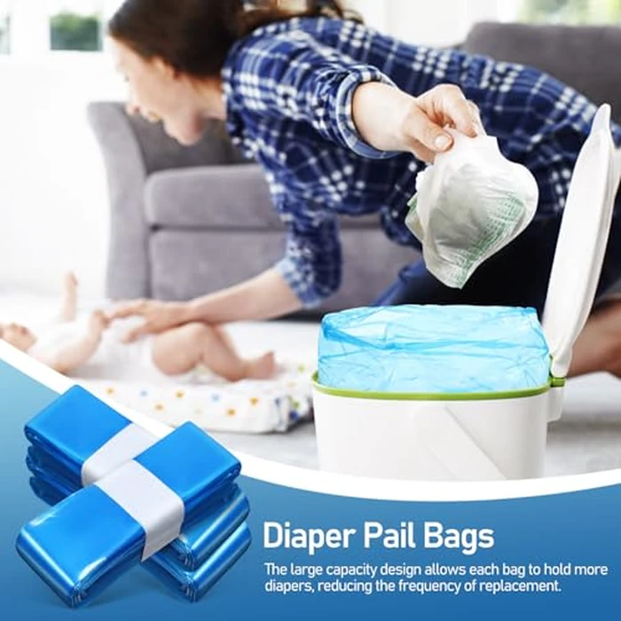 Ciieeo 12 Pack Diaper Pail Refills Bags, Blue Diaper Disposal Garbage Bags Compatible with Major Pails, Multi-layer Thickened PE for Baby and Infant Pet Home Nursery Supply, 4.5m per Roll by Ciieeo - Image 4