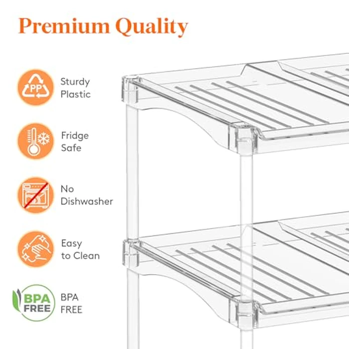 Lifewit Stackable Water Bottle Organizer for Cupboard, Freezer, Pantry, Plastic Bottle Holder for Kitchen Worktop, Cabinet, Desk, 4 Tier for 12 Bottles by Lifewit - Image 7