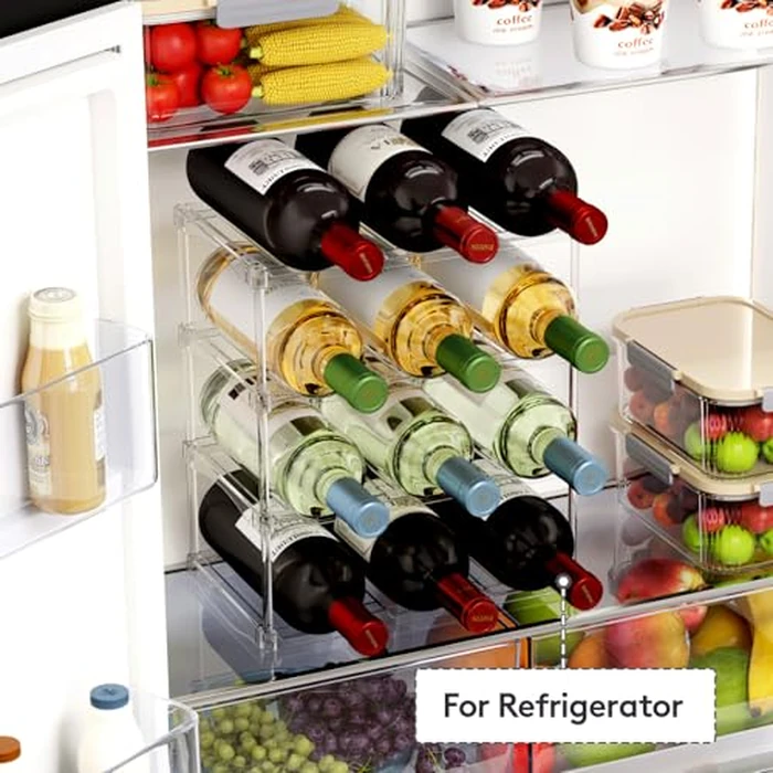 Lifewit Stackable Water Bottle Organizer for Cupboard, Freezer, Pantry, Plastic Bottle Holder for Kitchen Worktop, Cabinet, Desk, 4 Tier for 12 Bottles by Lifewit - Image 9