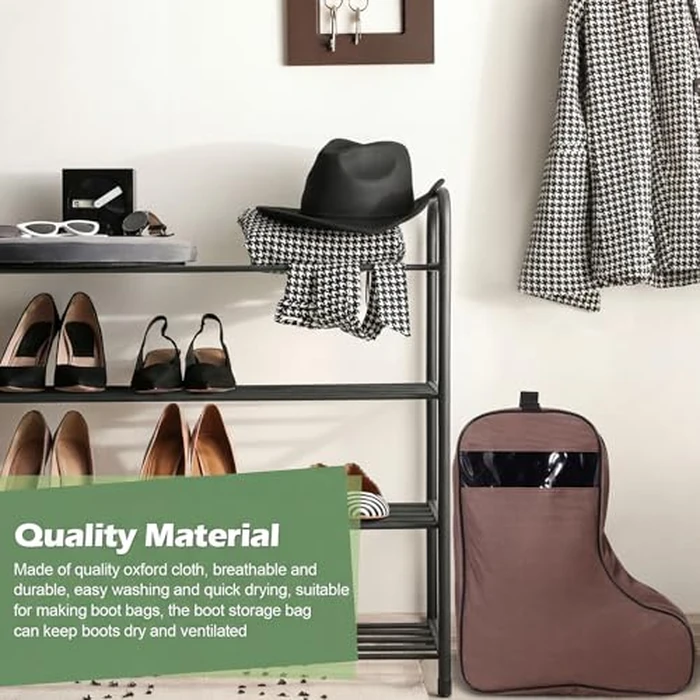 Clysee 2 Pcs Boot Bags for Cowboy Boots Portable Storage Bag for Travel Long Tube Shoes Bags Men Tall Shoe with Handle for Home (Brown) by Clysee - Image 5