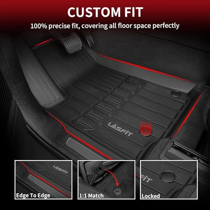 LASFIT Floor Mats for Jeep Grand Wagoneer/Grand Wagoneer L 2022 2023 2024 2025 7 Seats (NOT Fit for 8-Seat) All Weather TPE Custom Fit Car Mats Floor Liners 1st & 2nd & 3th Row, Black by LASFIT - Image 3