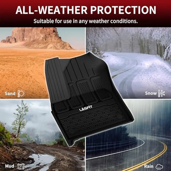 LASFIT Floor Mats for Jeep Grand Wagoneer/Grand Wagoneer L 2022 2023 2024 2025 7 Seats (NOT Fit for 8-Seat) All Weather TPE Custom Fit Car Mats Floor Liners 1st & 2nd & 3th Row, Black by LASFIT - Image 5