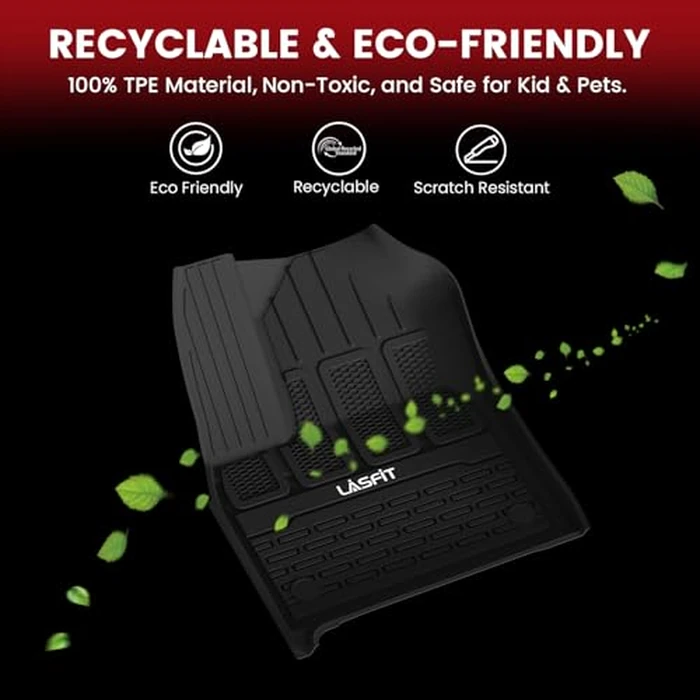 LASFIT Floor Mats for Jeep Grand Wagoneer/Grand Wagoneer L 2022 2023 2024 2025 7 Seats (NOT Fit for 8-Seat) All Weather TPE Custom Fit Car Mats Floor Liners 1st & 2nd & 3th Row, Black by LASFIT - Image 7