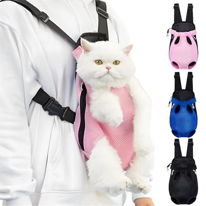 Pet Carrier Backpack, Adjustable Pet Front Carriers for Small Medium Dogs Cats 5-18 Lbs, Legs Out, Dog Cat Carrier Backpack for Hiking,Camping,Traveling,Cycling (Pink, Medium（Fit:5-10lb）) by Yehenarn - Image 1