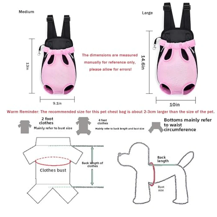 Pet Carrier Backpack, Adjustable Pet Front Carriers for Small Medium Dogs Cats 5-18 Lbs, Legs Out, Dog Cat Carrier Backpack for Hiking,Camping,Traveling,Cycling (Pink, Medium（Fit:5-10lb）) by Yehenarn - Image 2