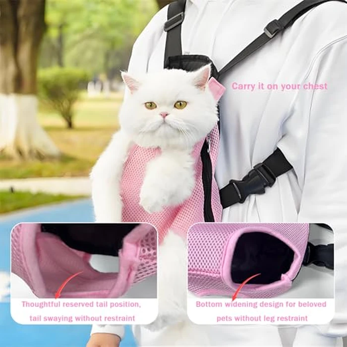 Pet Carrier Backpack, Adjustable Pet Front Carriers for Small Medium Dogs Cats 5-18 Lbs, Legs Out, Dog Cat Carrier Backpack for Hiking,Camping,Traveling,Cycling (Pink, Medium（Fit:5-10lb）) by Yehenarn - Image 5