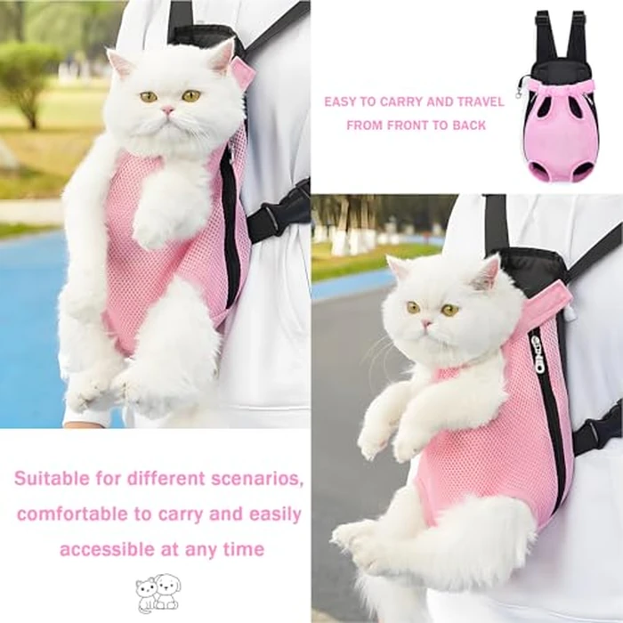 Pet Carrier Backpack, Adjustable Pet Front Carriers for Small Medium Dogs Cats 5-18 Lbs, Legs Out, Dog Cat Carrier Backpack for Hiking,Camping,Traveling,Cycling (Pink, Medium（Fit:5-10lb）) by Yehenarn - Image 6