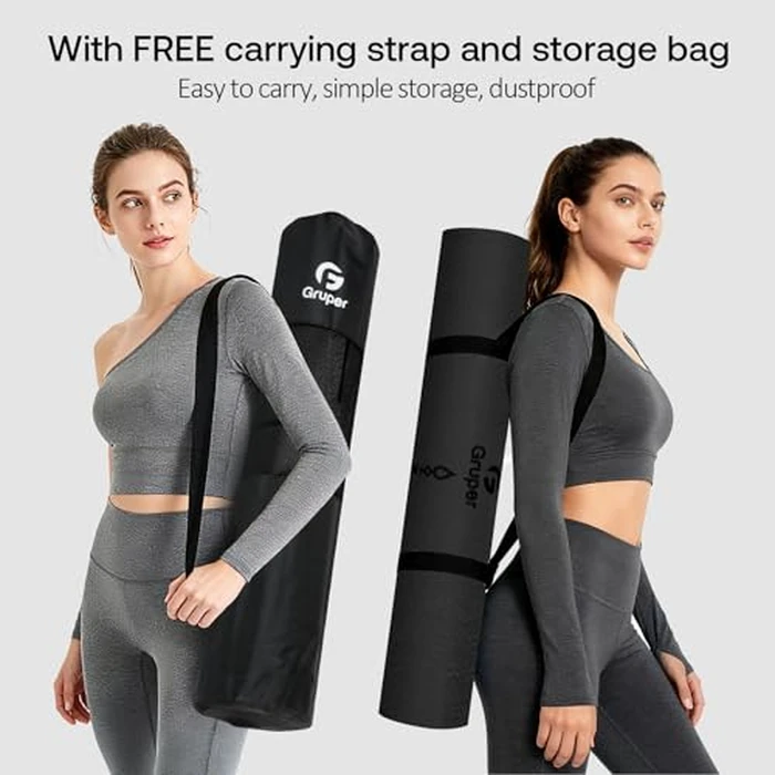 Yoga Mat Non Slip TPE Thick Yoga Mat with Alignment Mark, Large Size 72"L x 32"W x 0.32"Th or 0.24"Th, Anti-Tear Exercise & Fitness Mat for Yoga, Pilates & Floor Workouts (Black, 0.32*32*72 Inches) by Gruper - Image 7